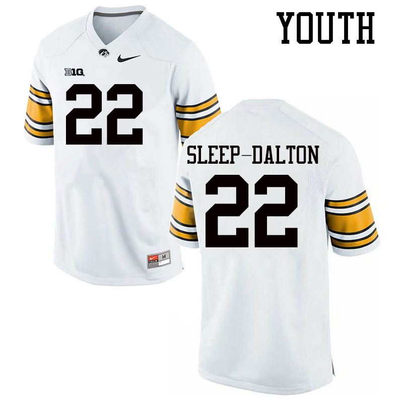 Youth #22 Michael Sleep-Dalton Iowa Hawkeyes College Football Jerseys Sale-White - Click Image to Close